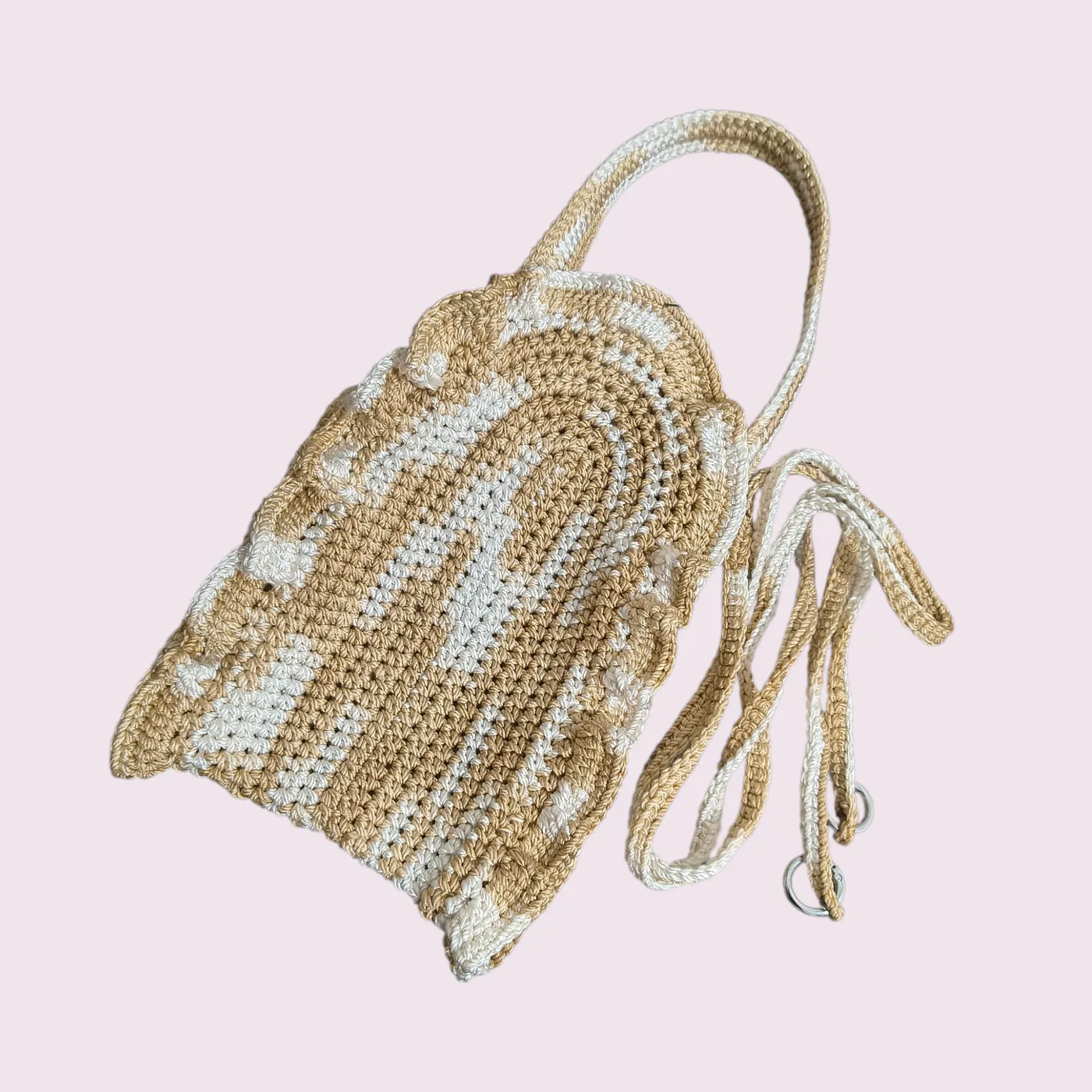 #onlyonce Pocket Phone Crochet | Tas Handphone Selempang Rajut - Blush Scallop — tampilan 8