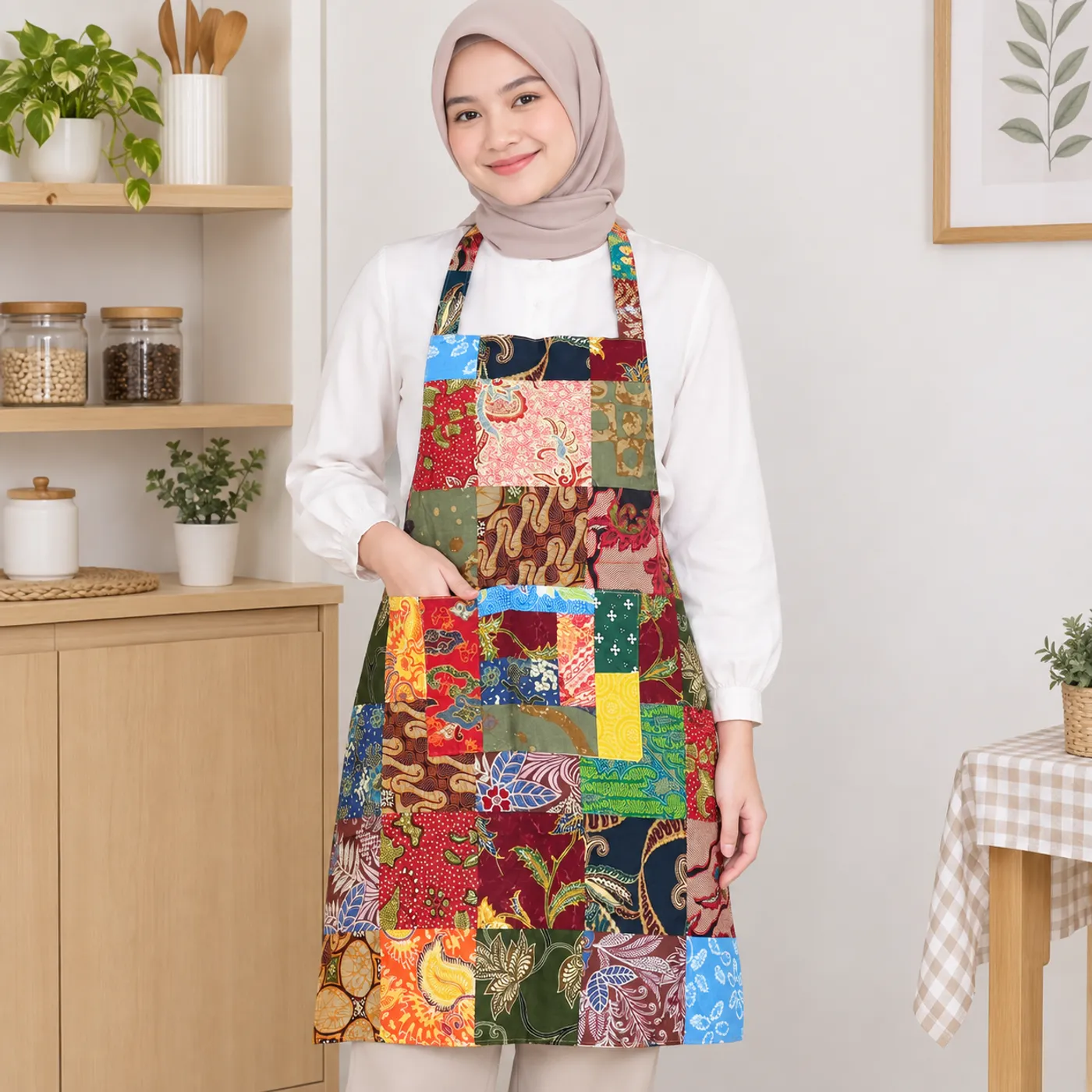 Apron Patchwork Batik Handmade Multicolor — tampilan 3