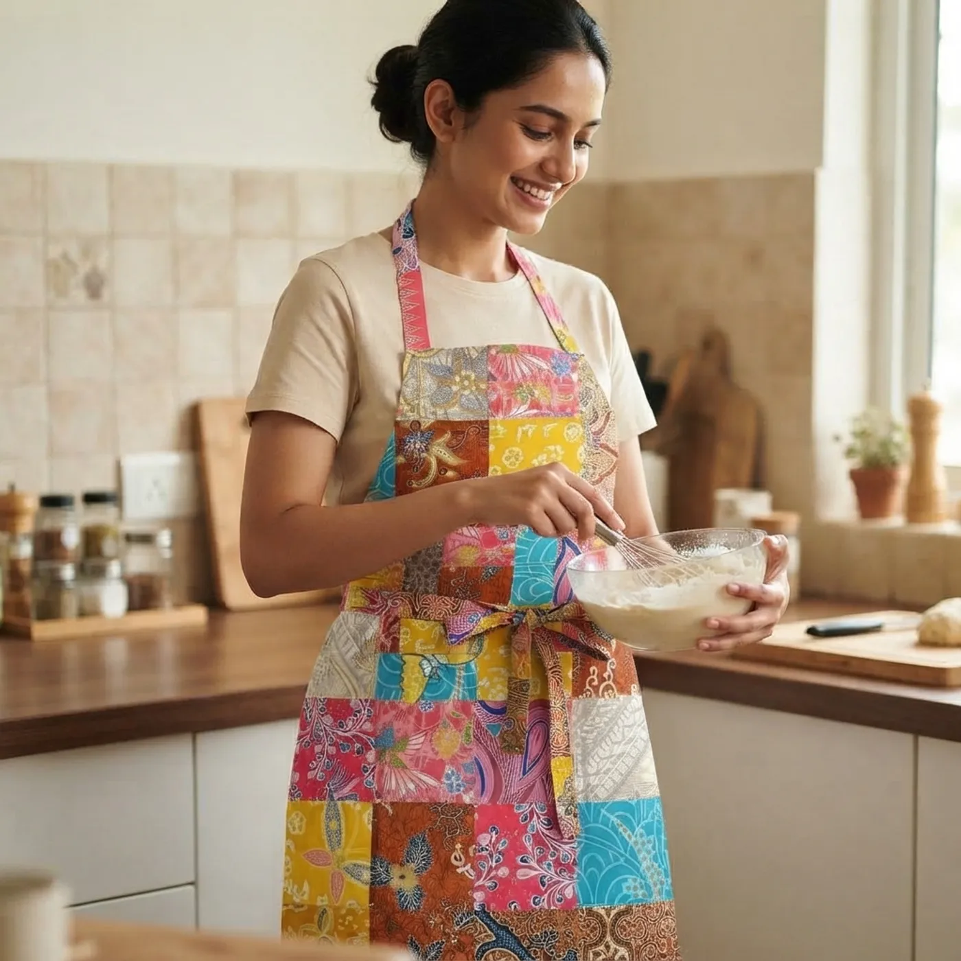Apron Patchwork Batik Colorful Handmade — tampilan 3