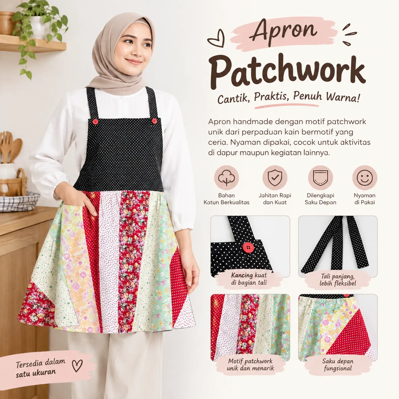 Apron Patchwork Blossom — tampilan 4