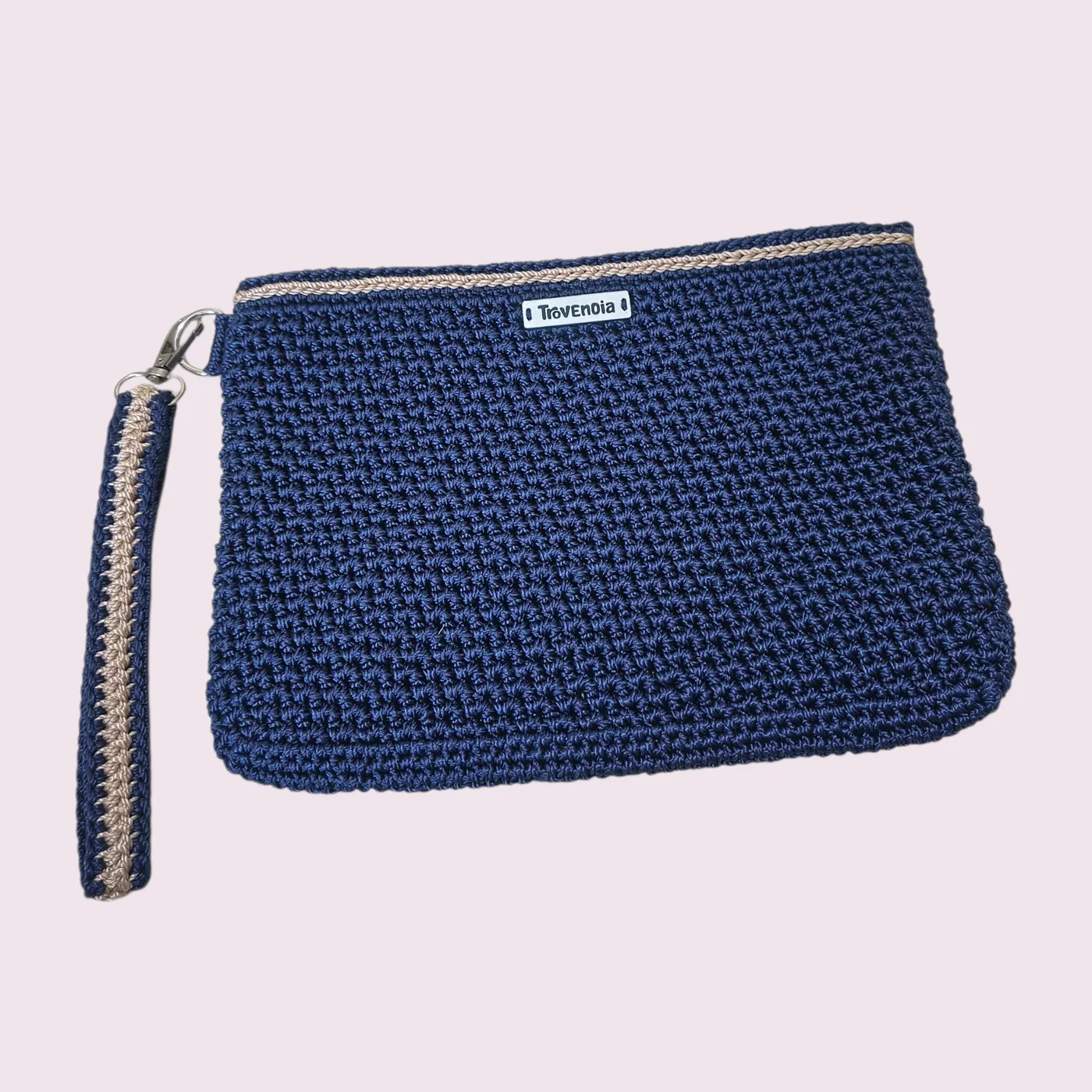 [SALE!] Hand Pouch Crochet | Dompet Tangan Rajut - Navy Line — tampilan 4