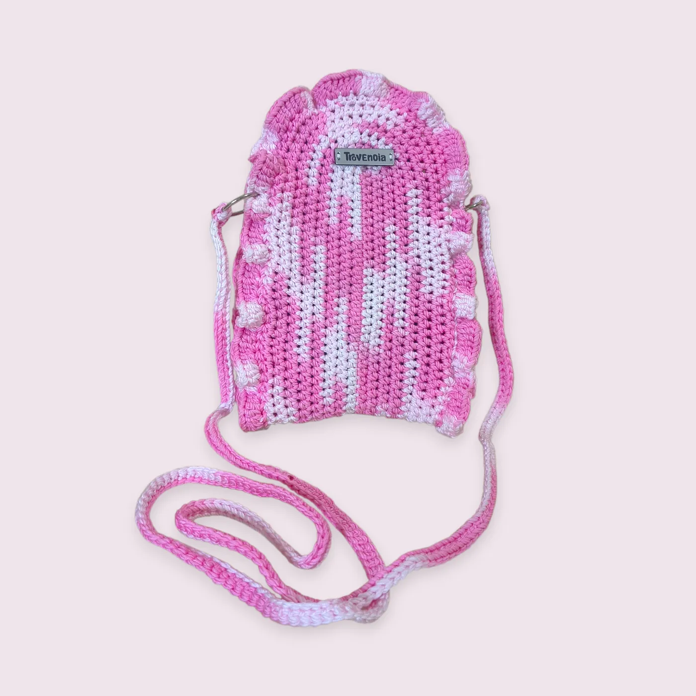 #onlyonce Pocket Phone Crochet | Tas Handphone Selempang Rajut - Blush Scallop — tampilan 3