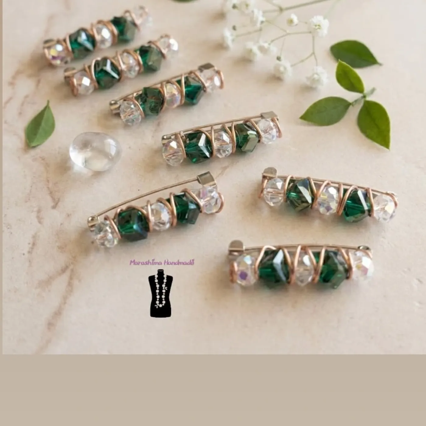 Peniti Kristal Marashima Handmade 4 cm – Aksesori Hijab Elegan Berkilau — tampilan 4