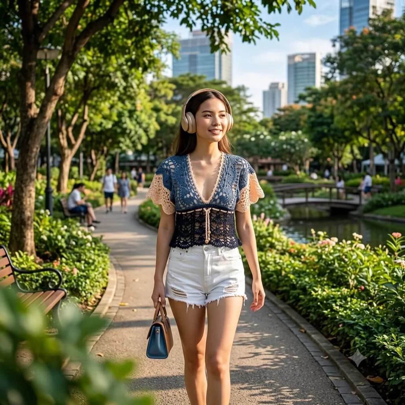 V-neck Crop Top Crochet — tampilan 4