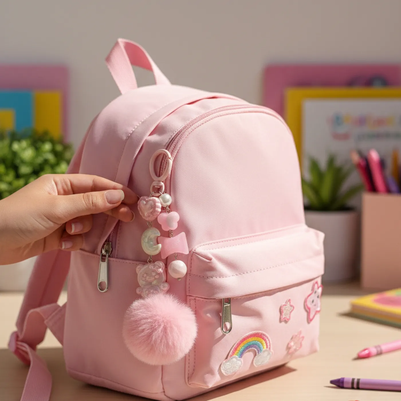 MHC Gantungan Kunci tas Bear Gemesh PINK — tampilan 3