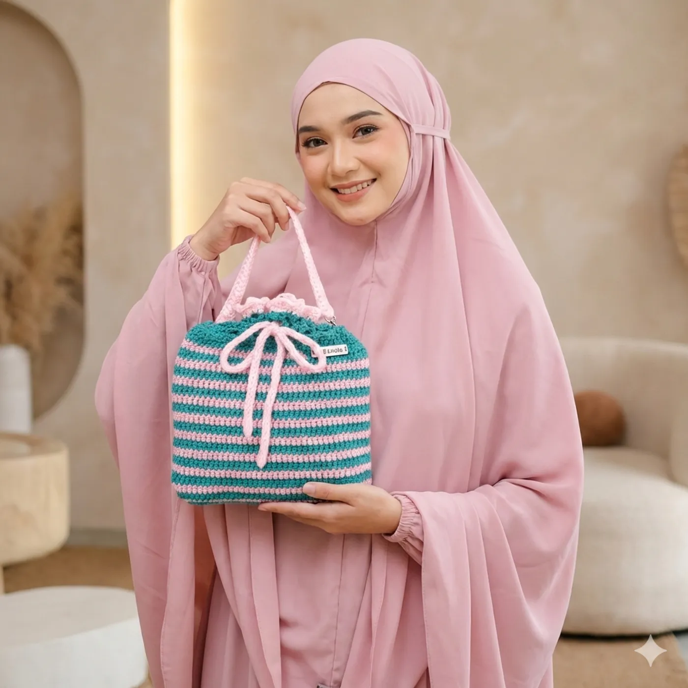 [SALE!] #onlyonce Prayer Pouch | Hand carry bag - Ribbon Bloom — tampilan 4