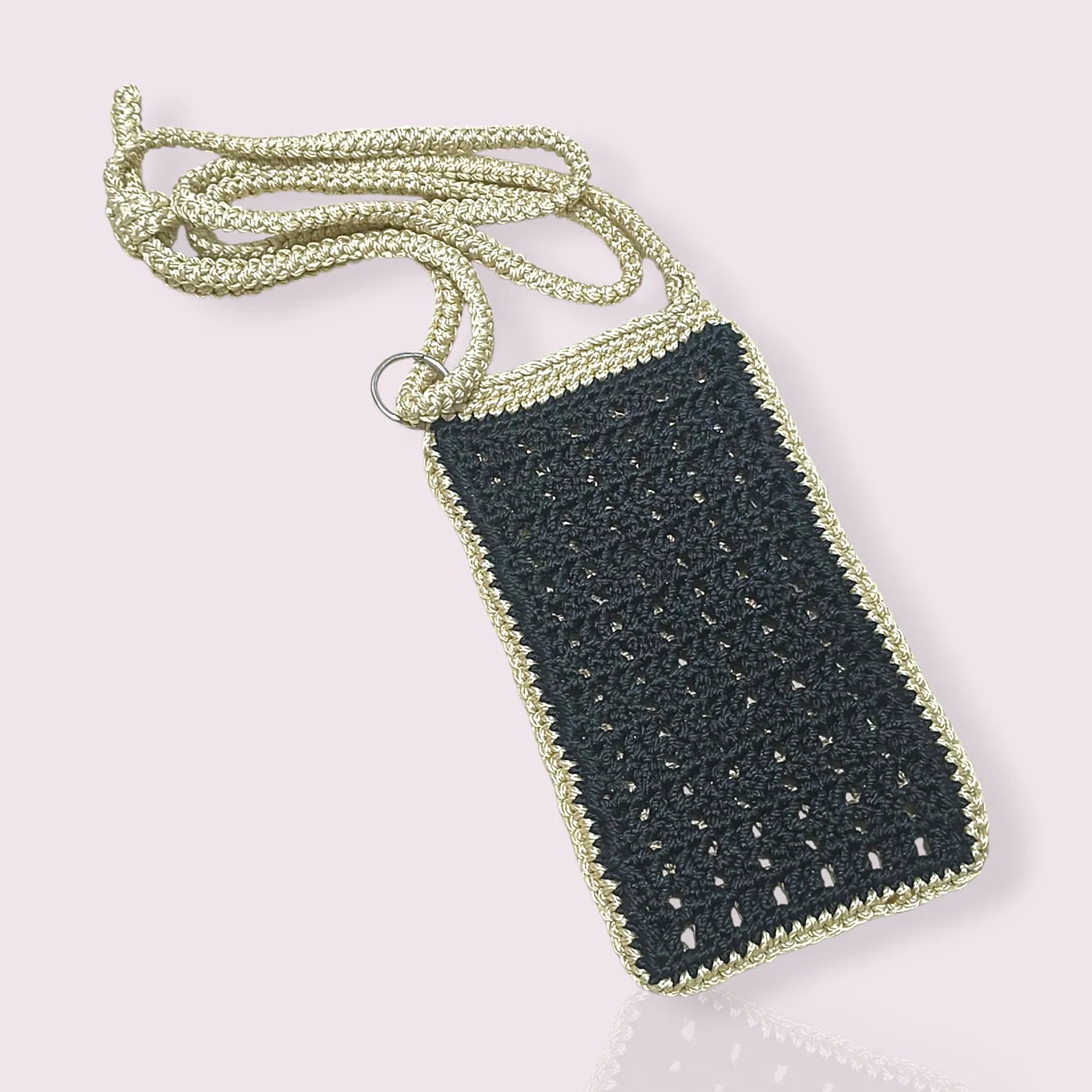 #onlyonce Pocket Phone Crochet | Tas Handphone Selempang Rajut - Ivory Noir — tampilan 2