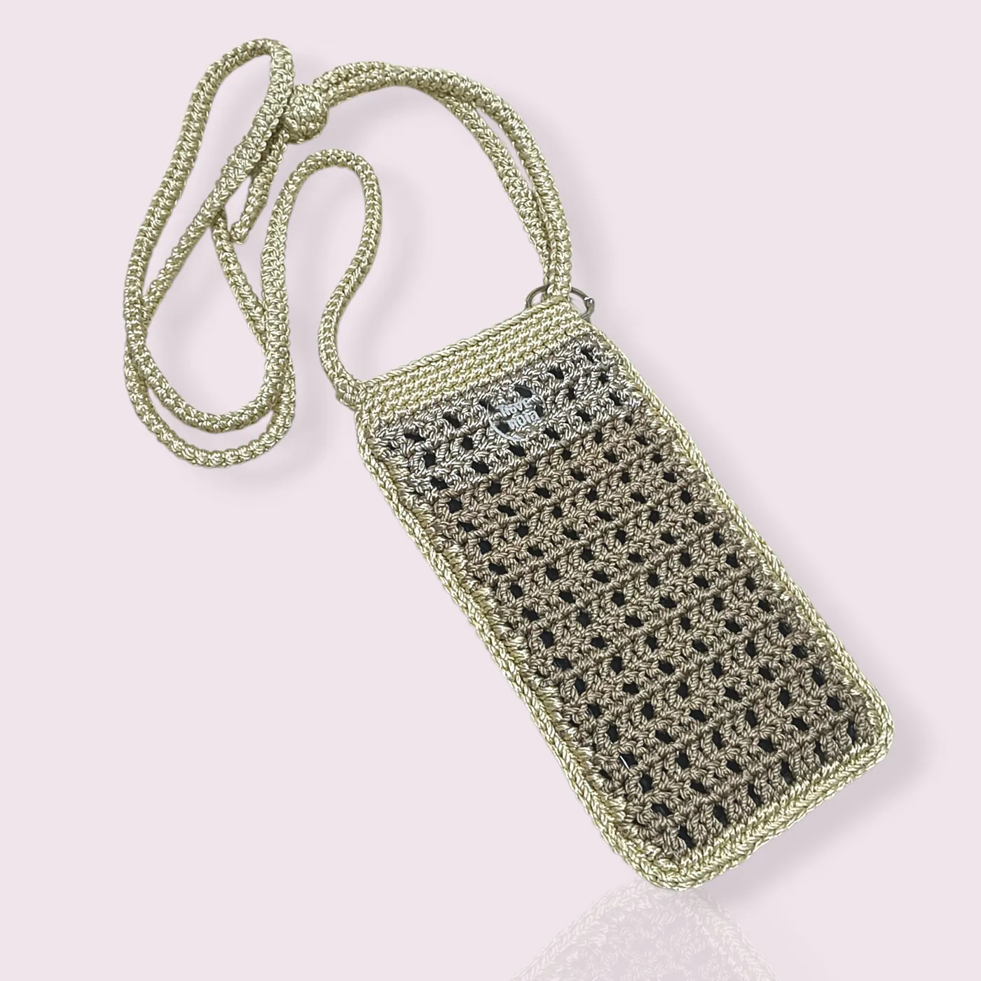 #onlyonce Pocket Phone Crochet | Tas Handphone Selempang Rajut - Ivory Noir — tampilan 4