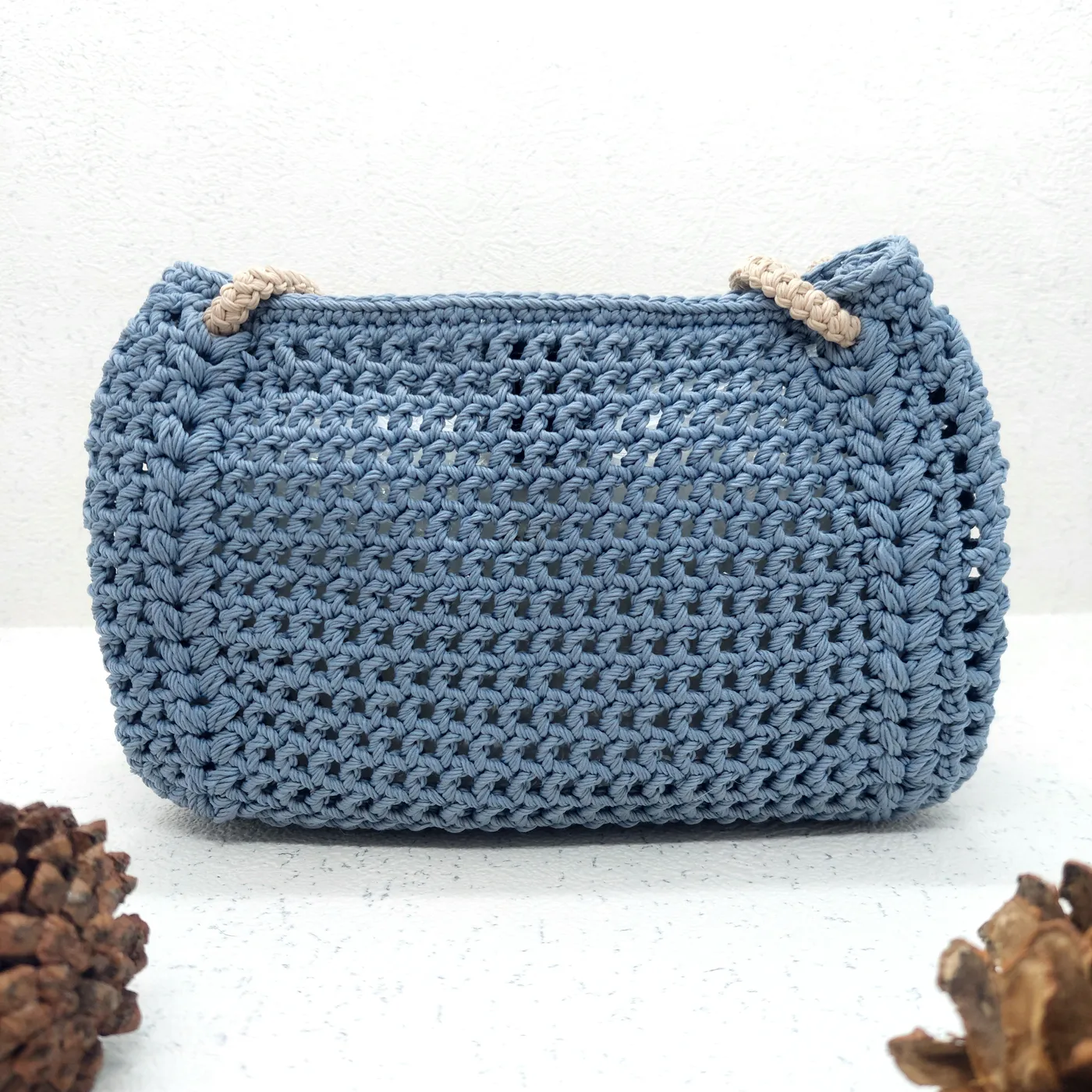 Tas Selempang Rajut Jaring Biru — tampilan 2