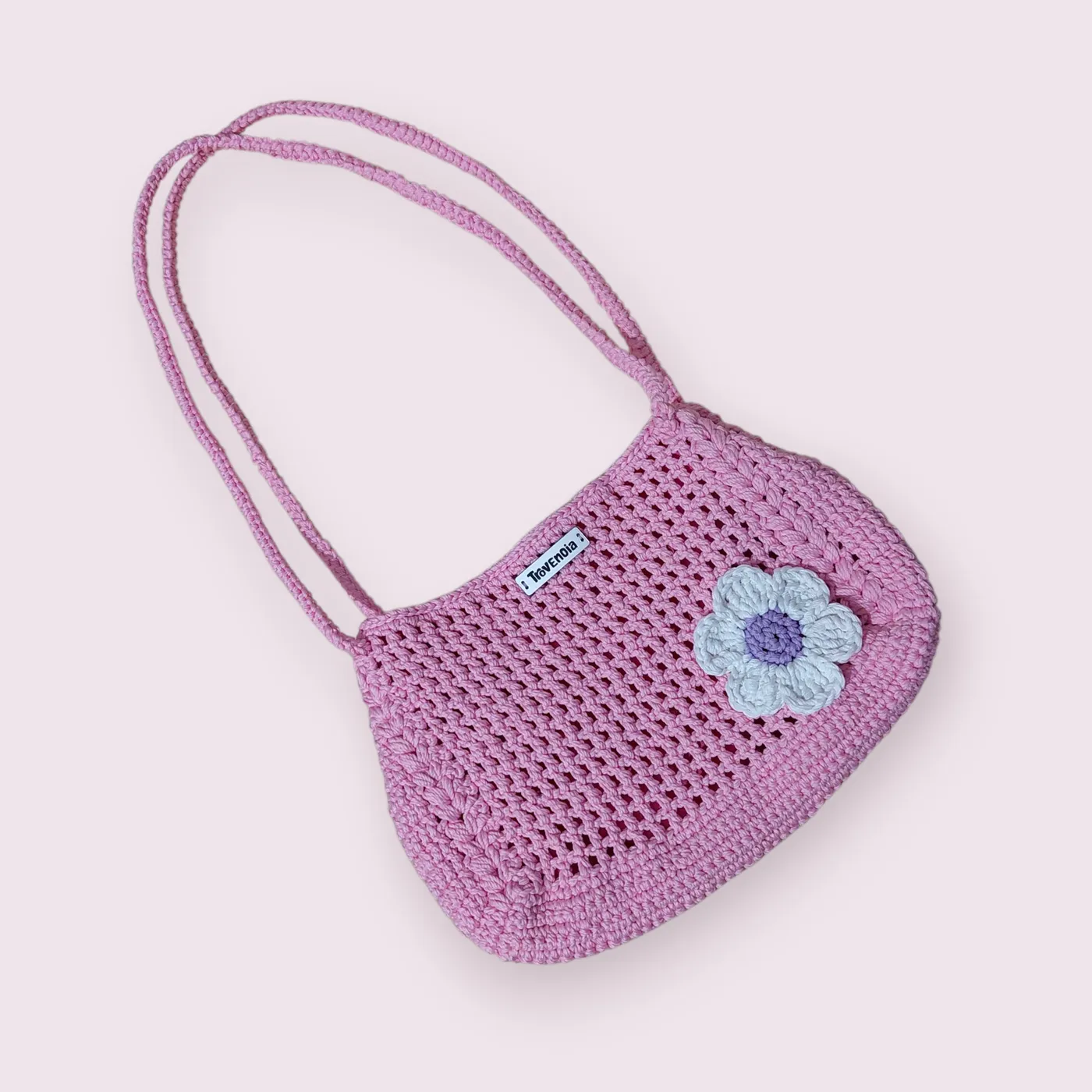 Tas Selempang Rajut Pink — tampilan 3