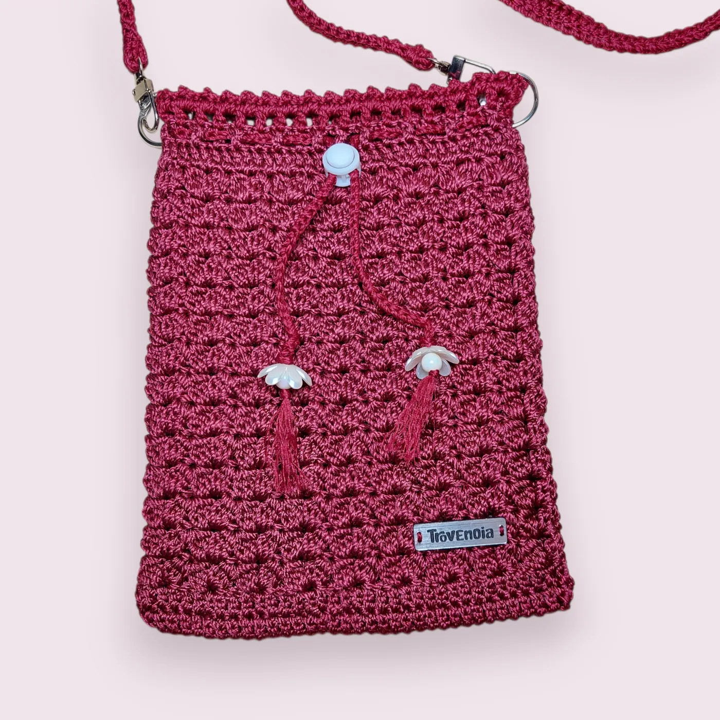 Tas Selempang Rajut - Maroon — tampilan 2
