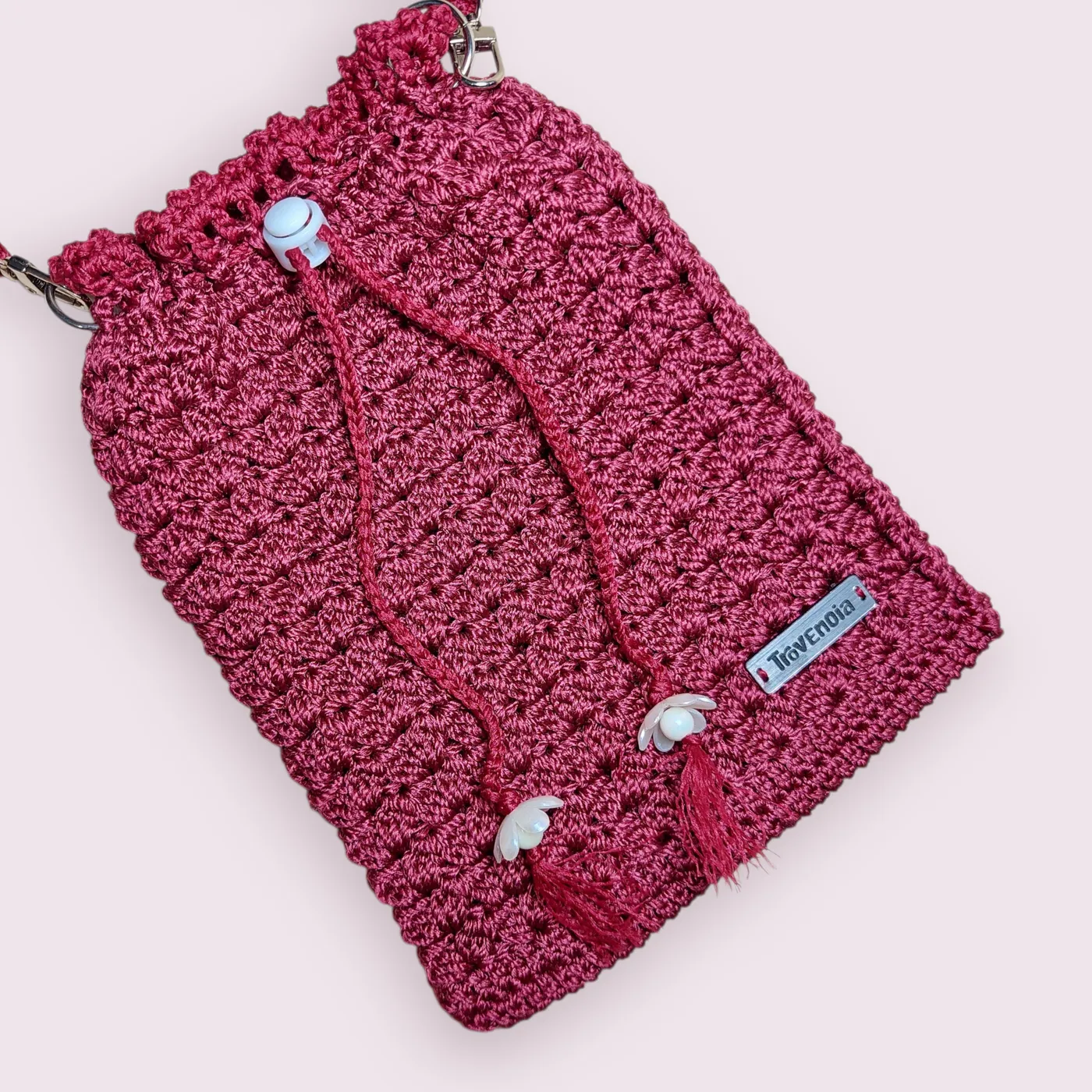 Tas Selempang Rajut - Maroon — tampilan 3