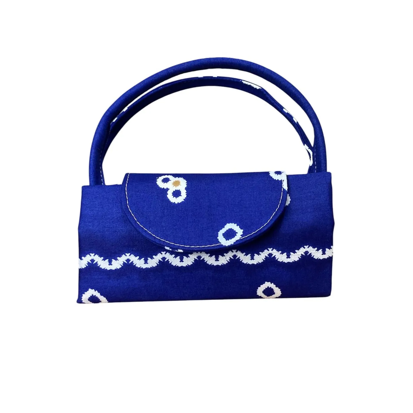 Tas Tote Batik Lipat Praktis / Foldable Batik Bag – Royal Blue — tampilan 4