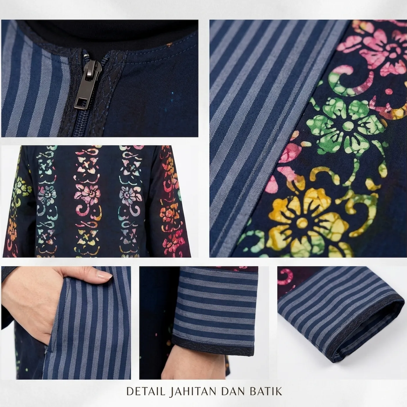 Outer Blouse Combined Motif Navy Series — tampilan 2