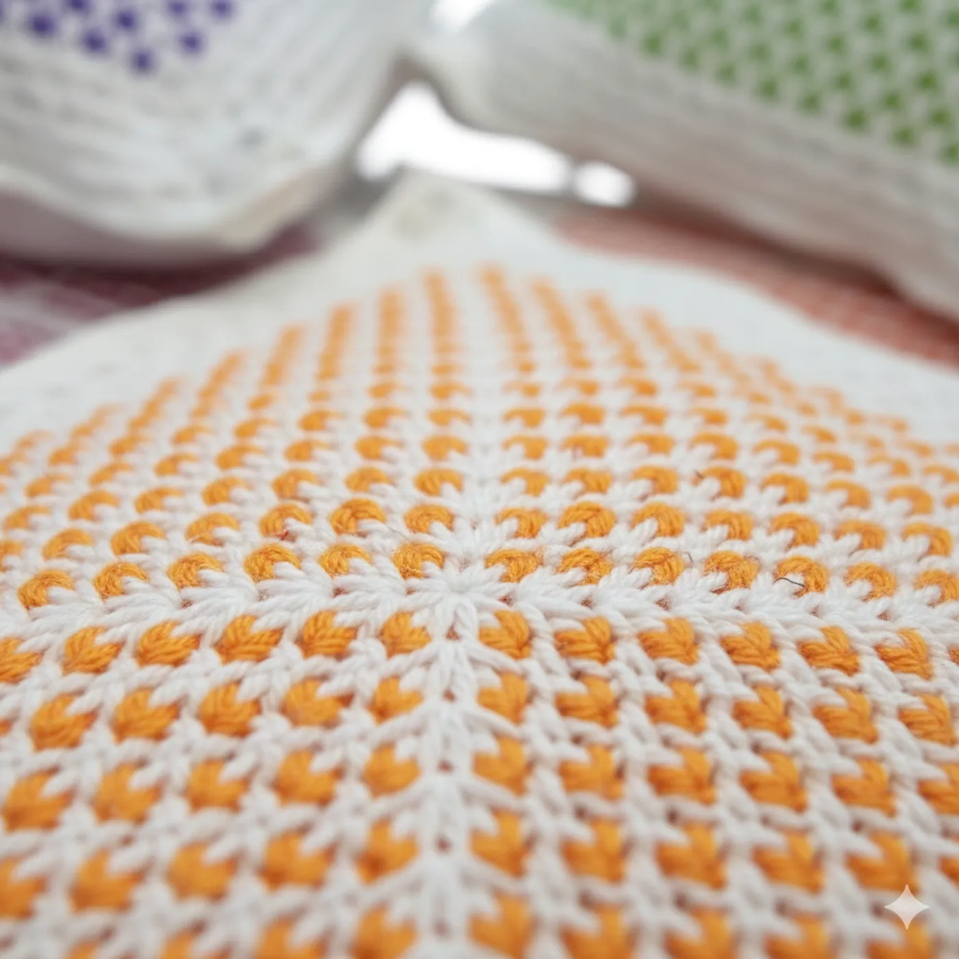 HF 033 Sarung Bantal Kursi Rajut Handmade–Seri Colorful Geometric — tampilan 3