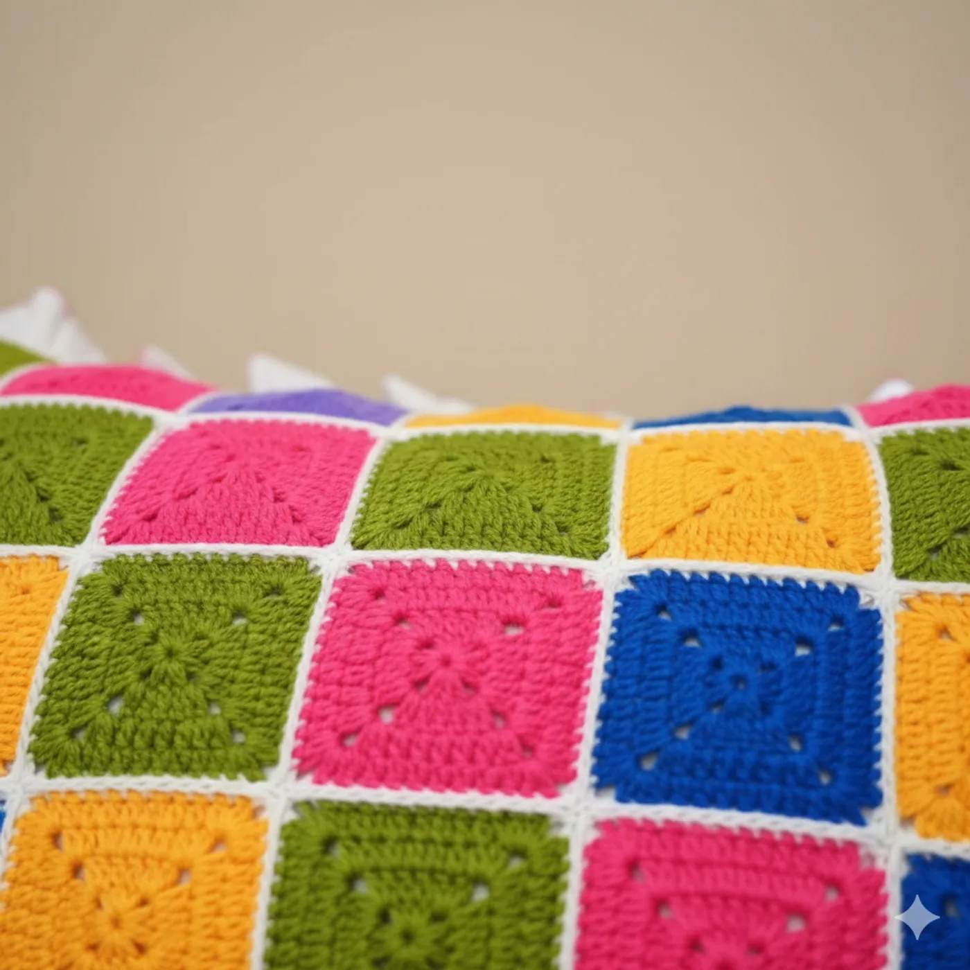 HF 031 Sarung Bantal Rajut-Colorful Granny Square — tampilan 2