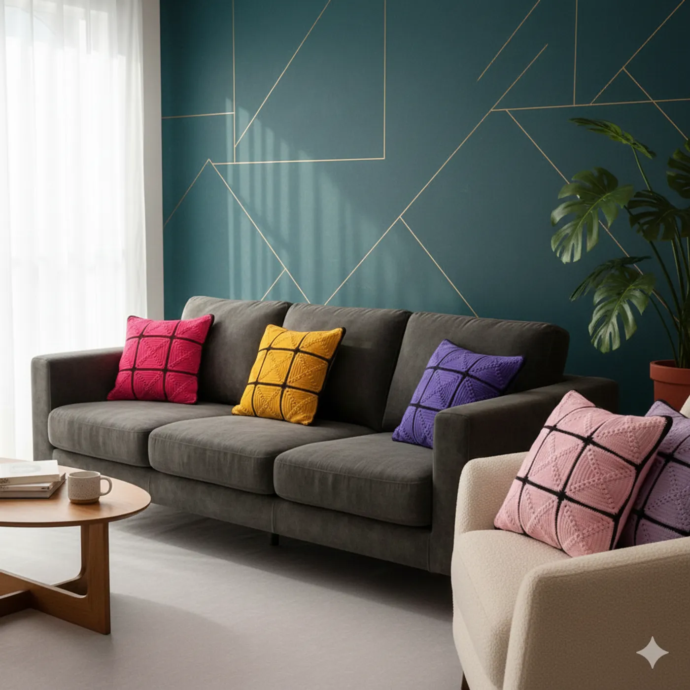 HF 030 Sarung Bantal Rajut Eksklusif – Koleksi Modern Geometris — tampilan 4