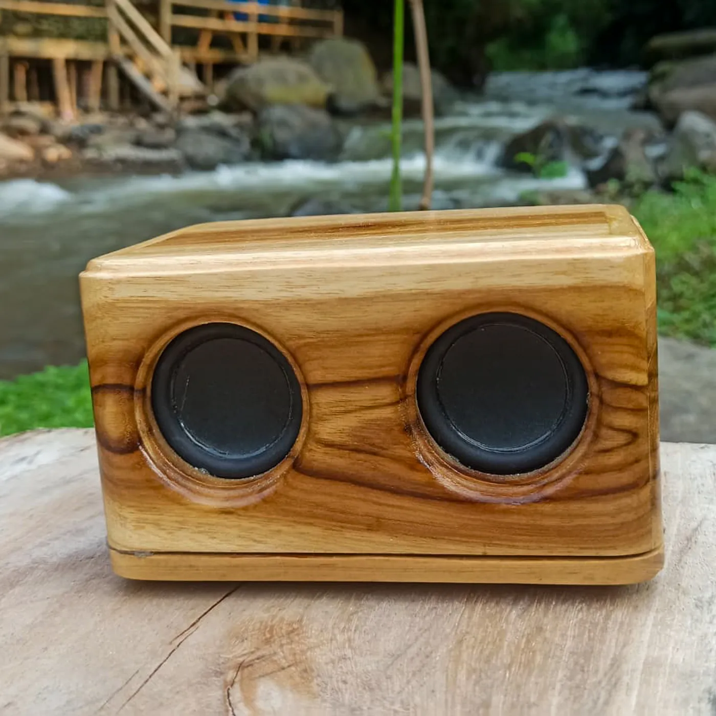 Bluetooth Wooden Speaker - Mini Loose Speaker - Speaker Kayu Aesthetic — tampilan 3