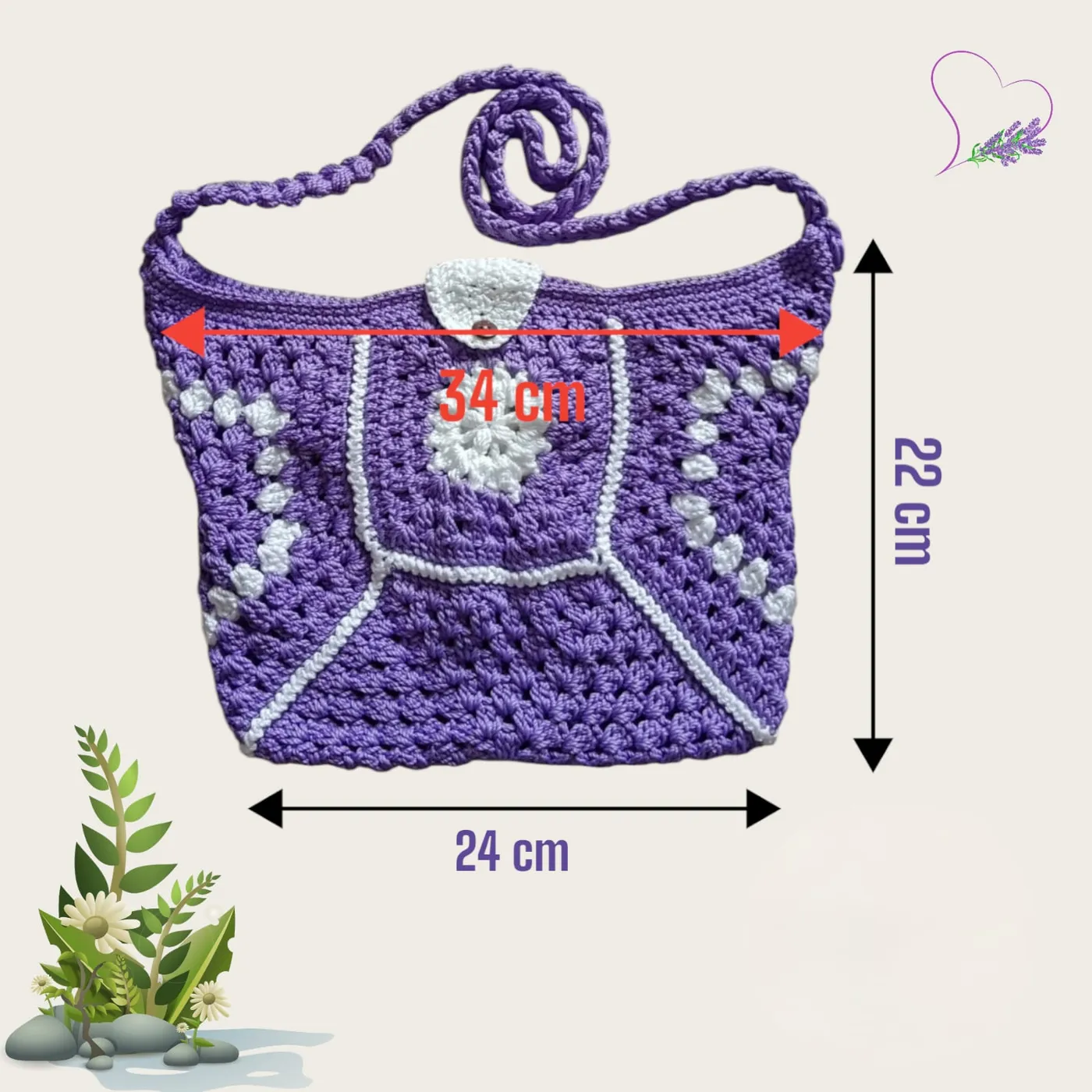 Tas Selempang Hexagon Ungu — tampilan 5