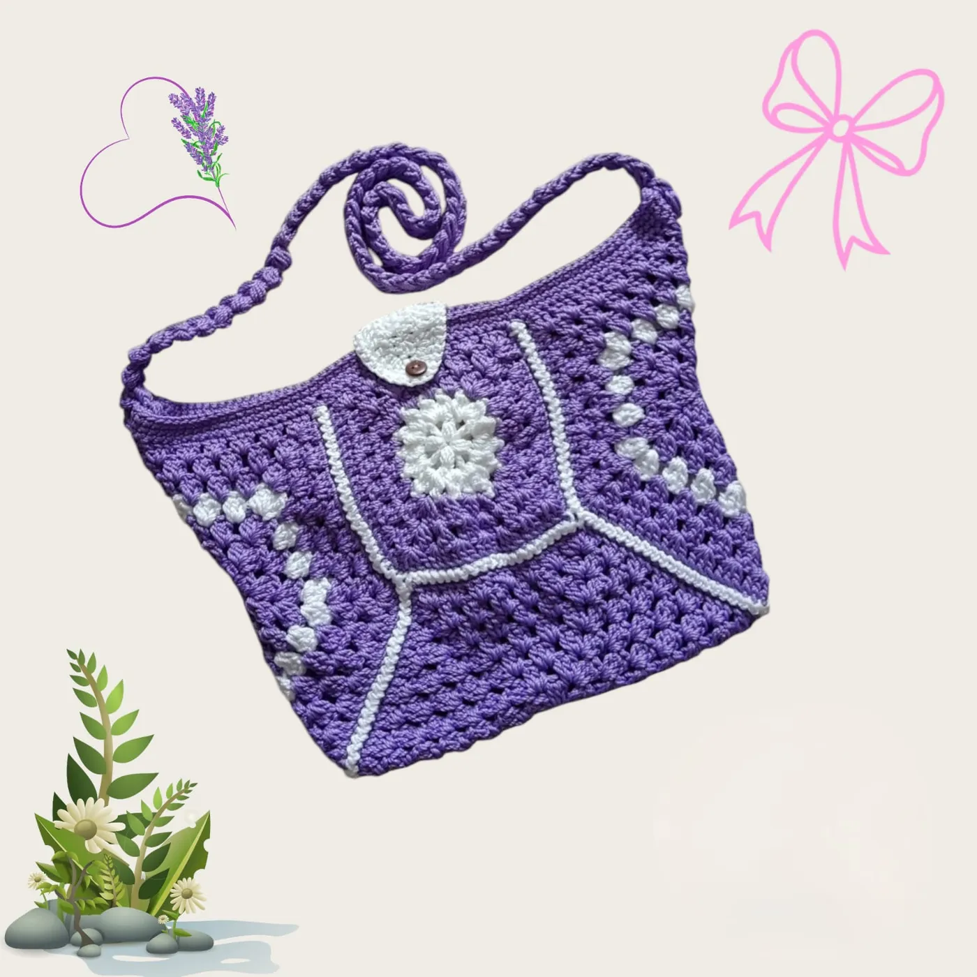 Tas Selempang Hexagon Ungu — tampilan 2