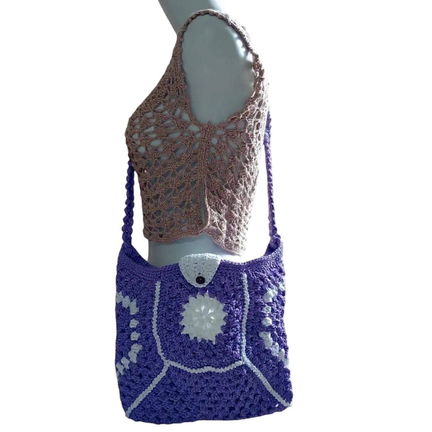 Tas Selempang Hexagon Ungu — tampilan 3