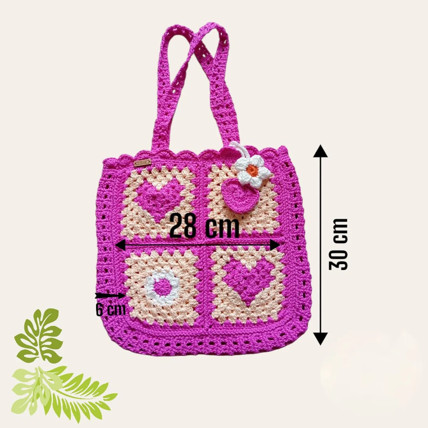 Tas Bahu Granny Square Fuschia — tampilan 4