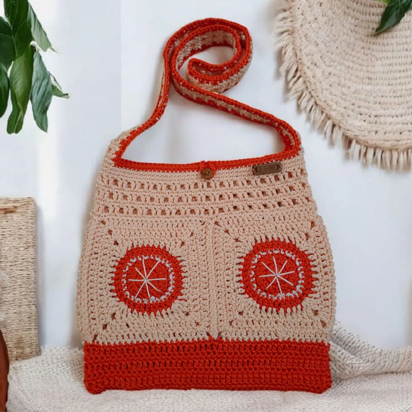 Tas Selempang Rajut Motif Orange Slices — tampilan 2
