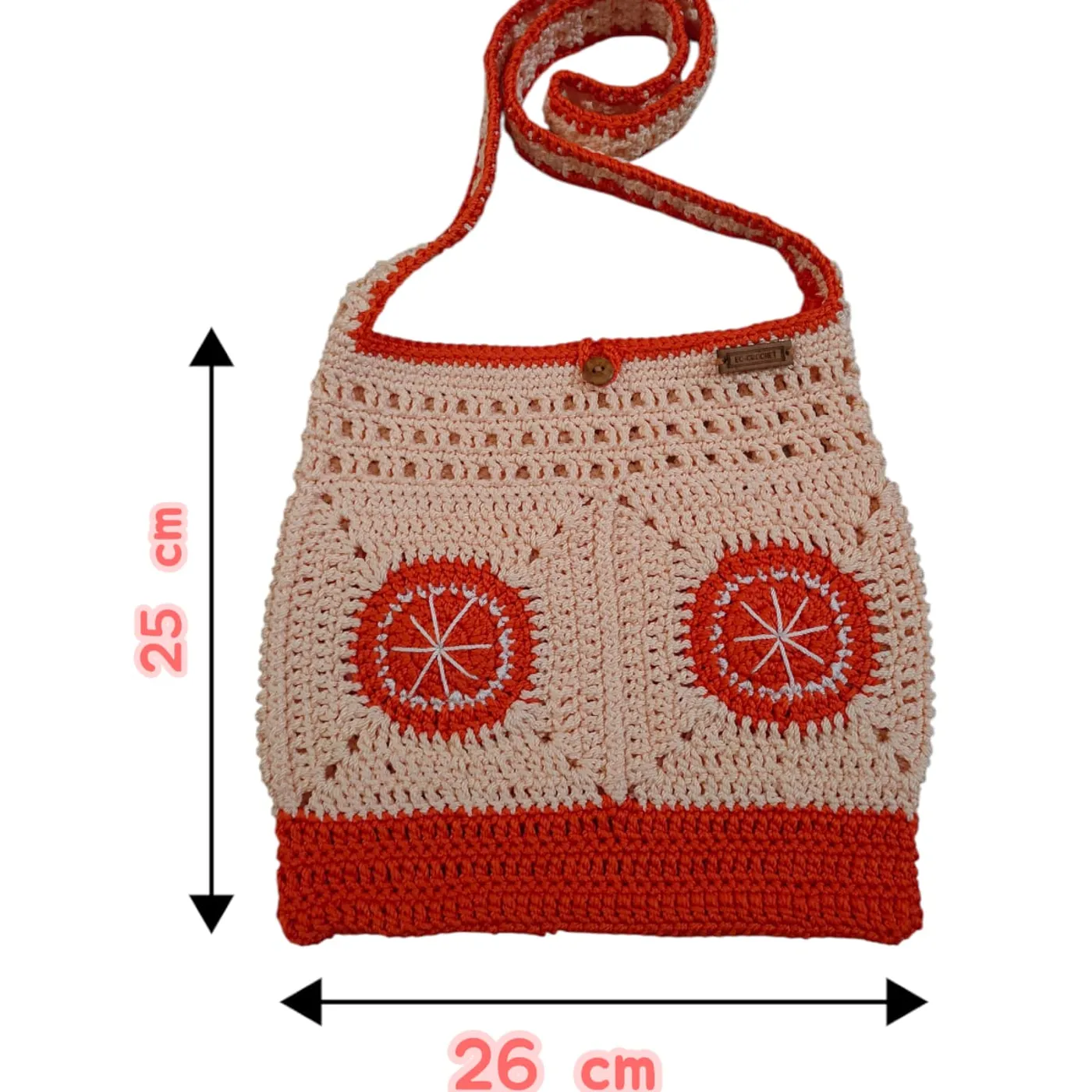 Tas Selempang Rajut Motif Orange Slices — tampilan 5