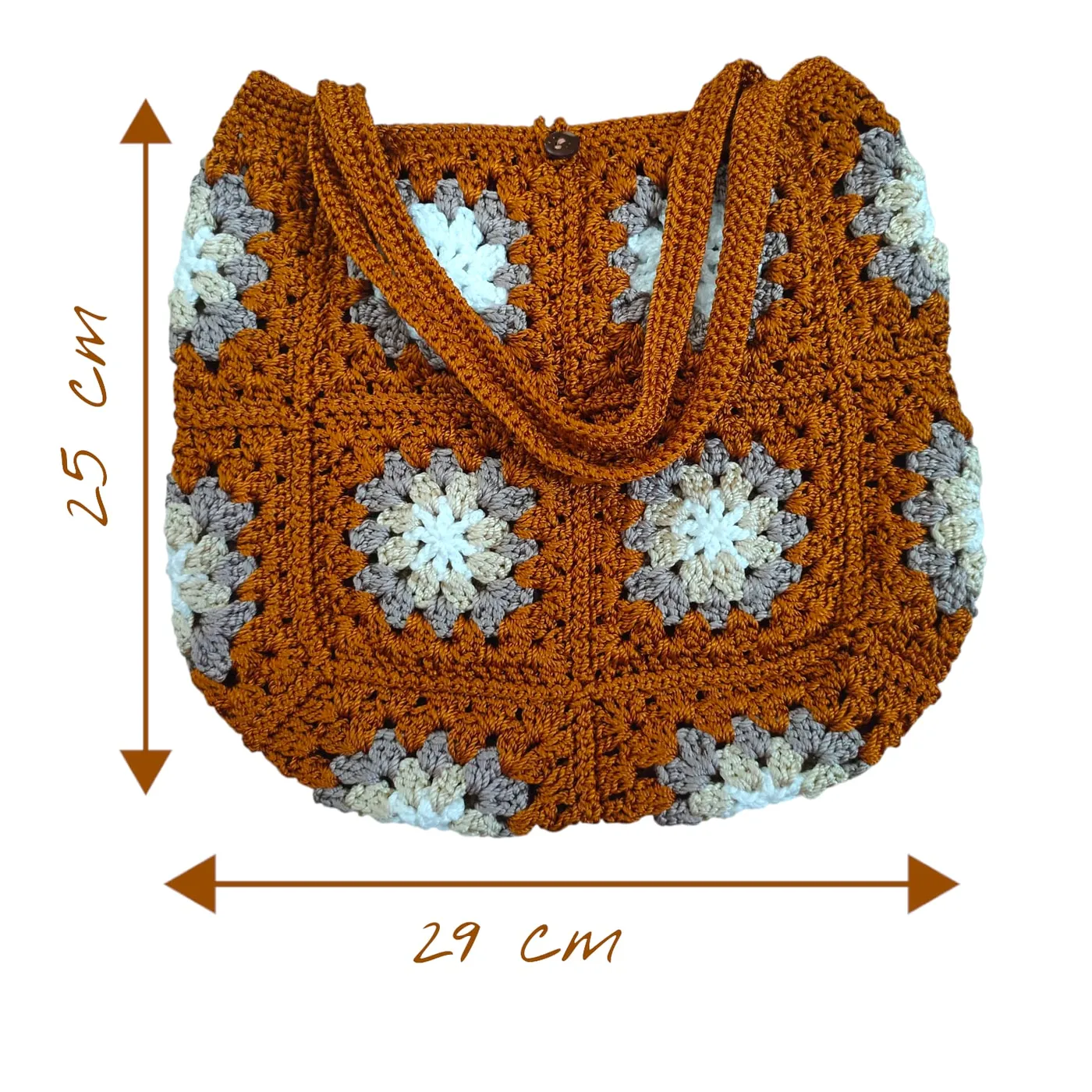 Tas Tenteng Rajut - Motif Granny Square Tembaga — tampilan 5