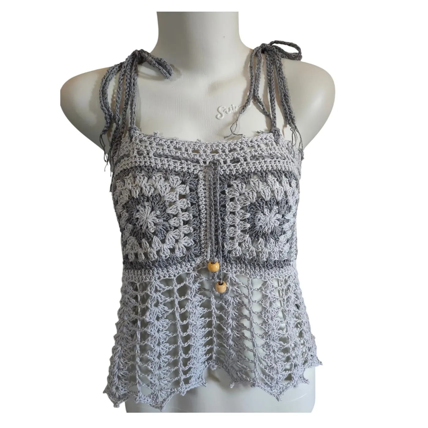 Tank Top Granny Square - Silver Charcoal — tampilan 2