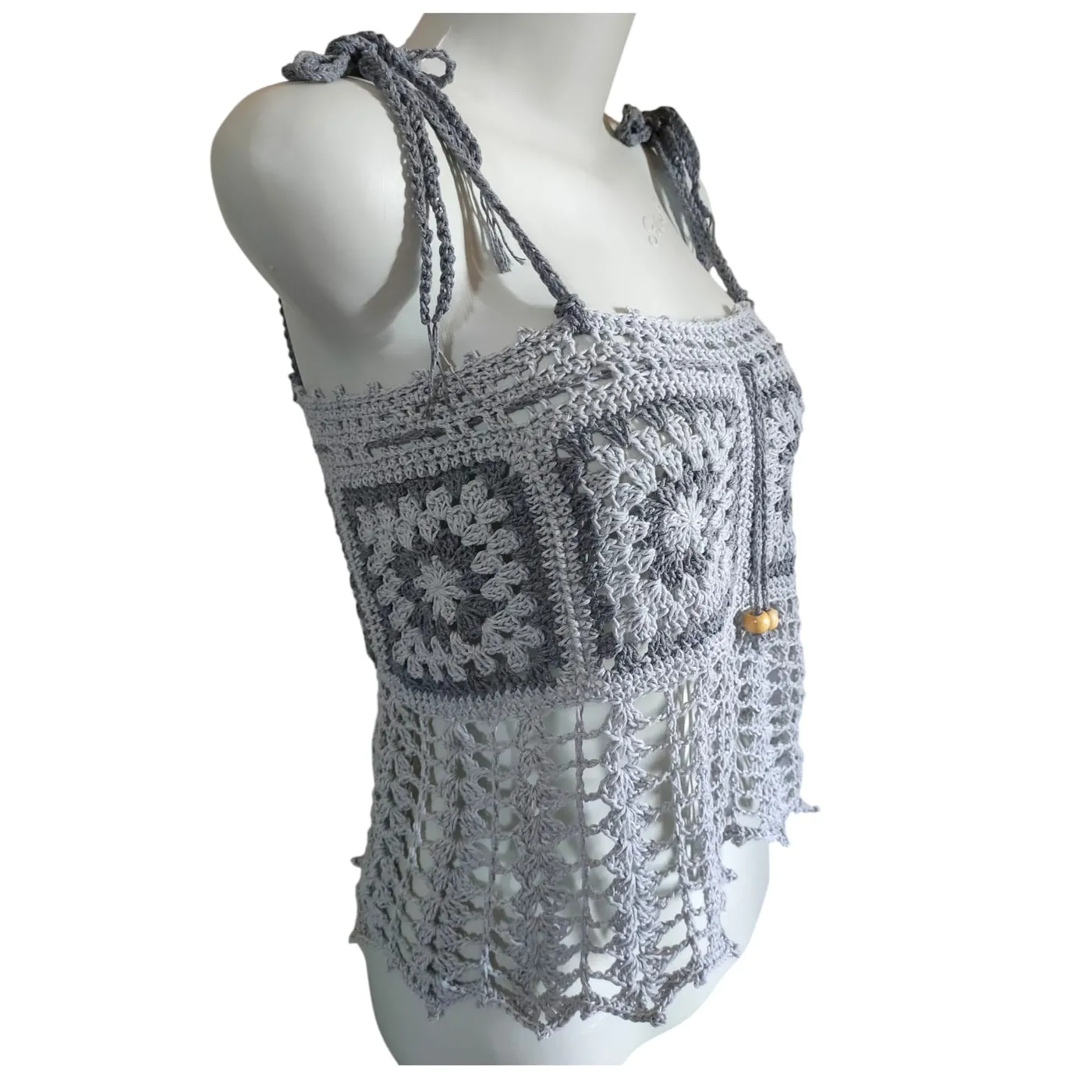 Tank Top Granny Square - Silver Charcoal — tampilan 3