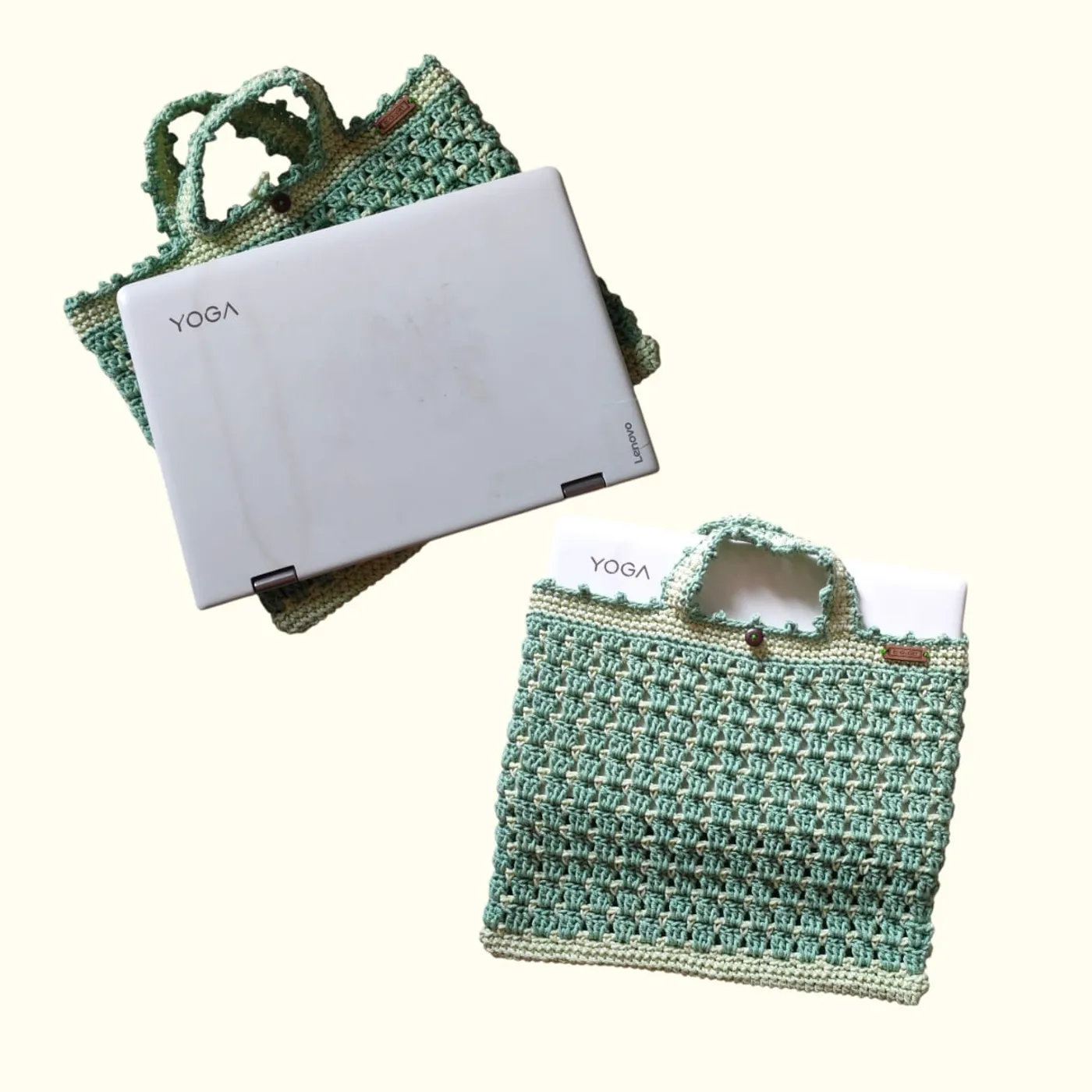 Cover Laptop Rajut - Mint Sage Macrame Series — tampilan 2