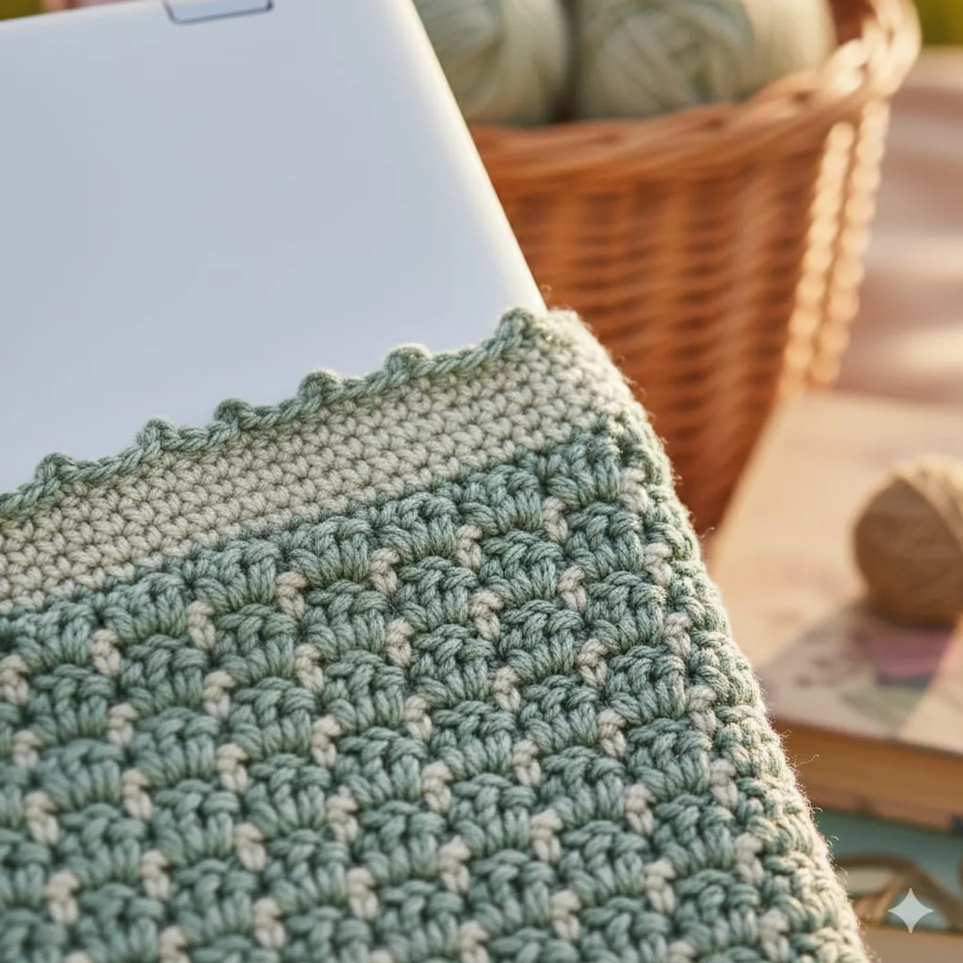 Cover Laptop Rajut - Mint Sage Macrame Series — tampilan 6