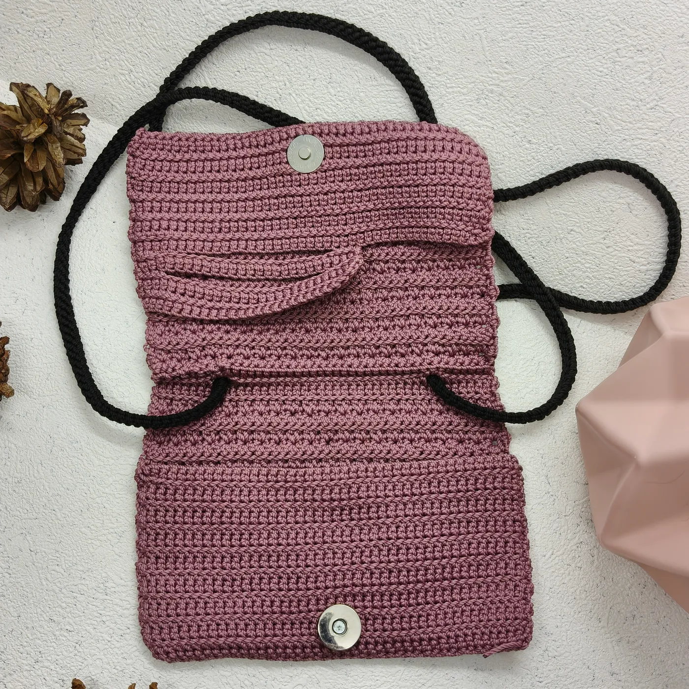 Tas Dompet HP Rajut Ungu — tampilan 4