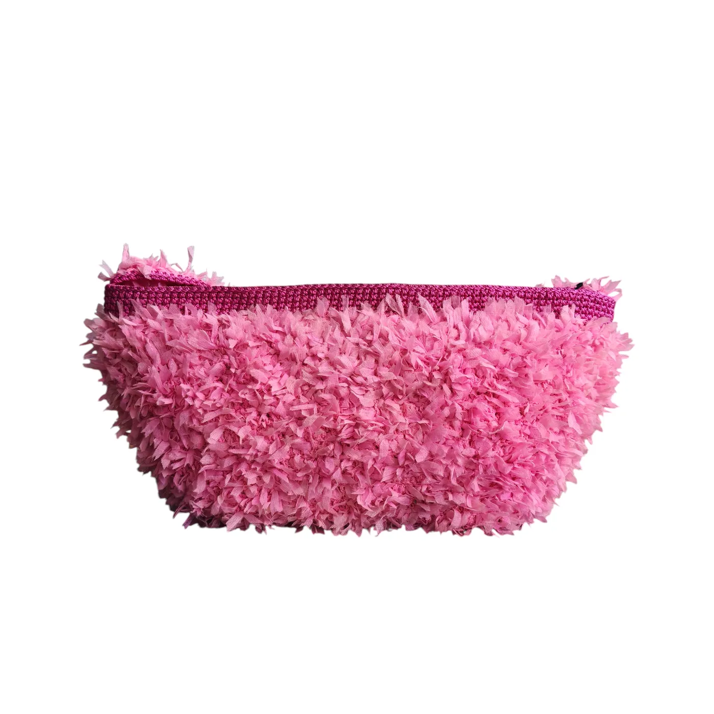 HF 04 Tas Genggam Model Bulu Angsa Pink — tampilan 2