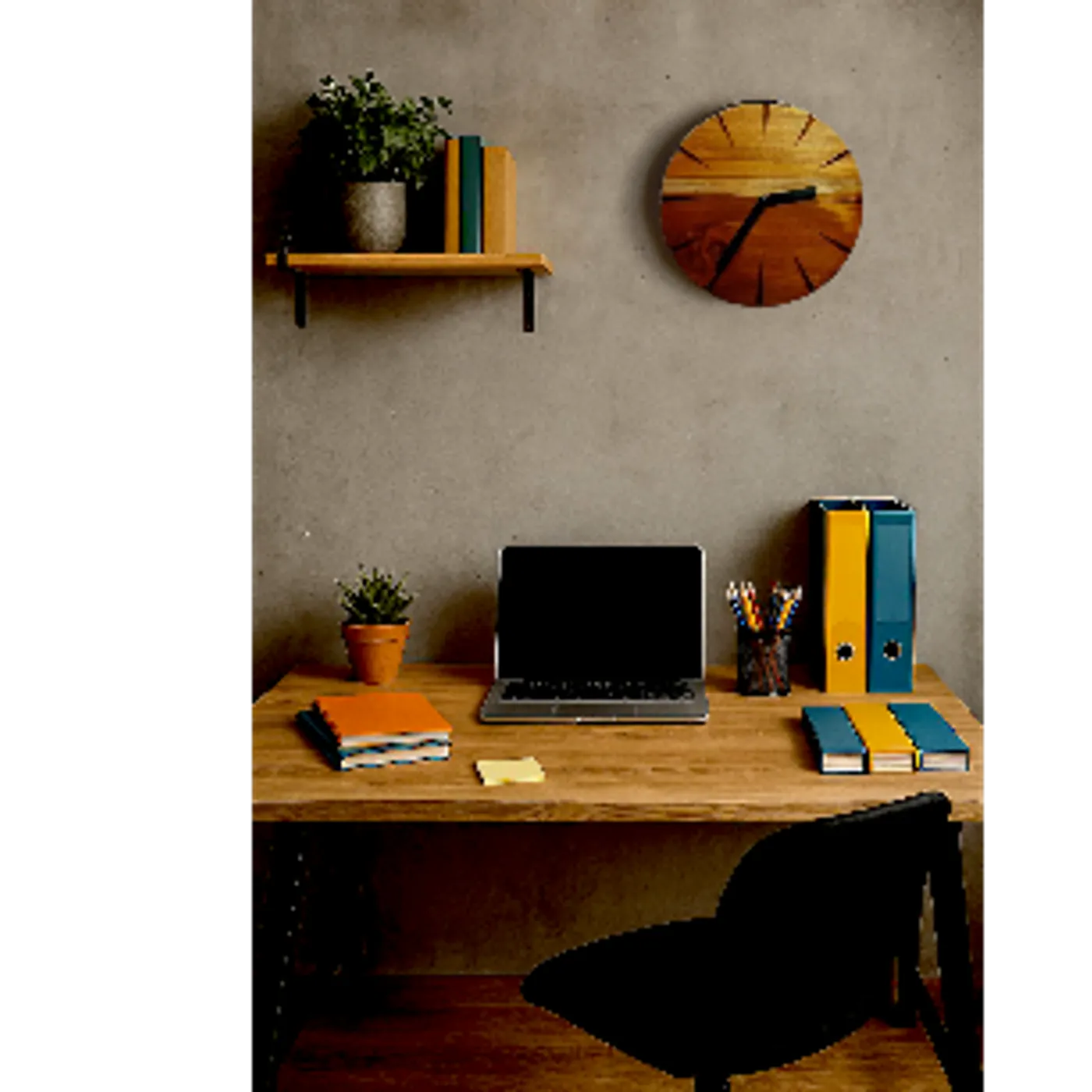 Wooden Wall Clock - Node Clock - Jam Kayu Dekor Aesthetic — tampilan 3
