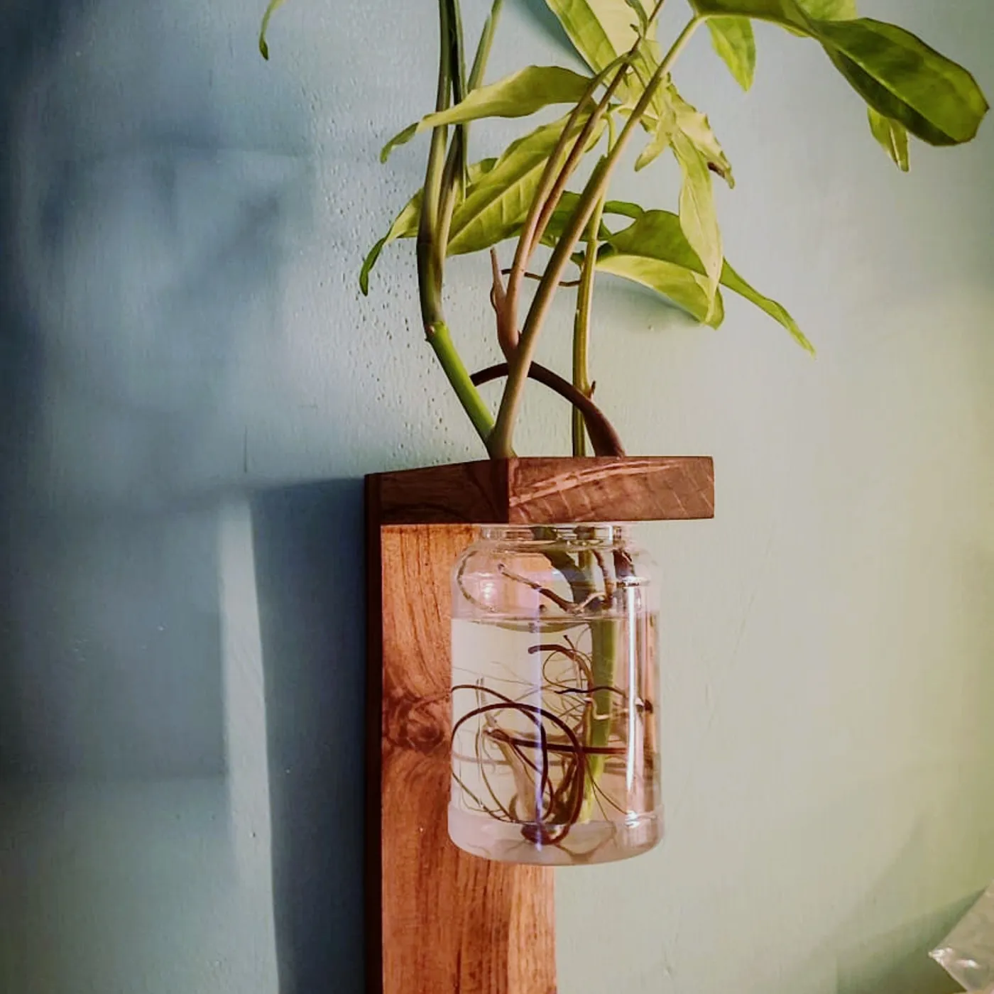 Wooden Hanging Vase - Handmade Vas Bunga Minimalis Kayu — tampilan 3