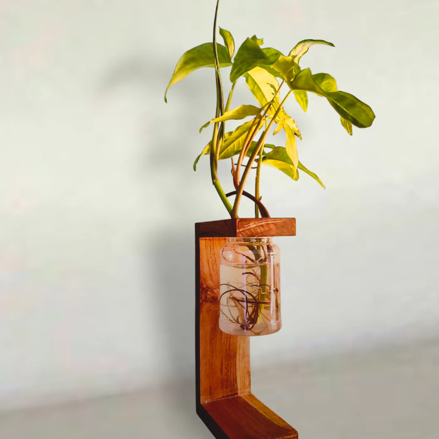 Wooden Hanging Vase - Handmade Vas Bunga Minimalis Kayu — tampilan 2