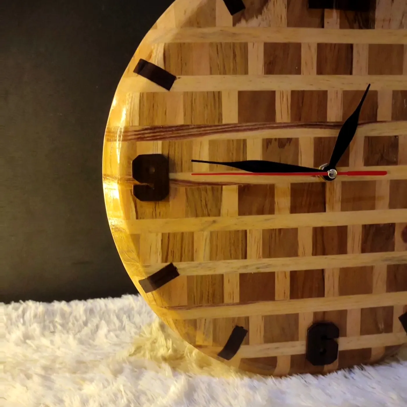 Wooden Wall Clock - Wooden Brick Clock - Jam Kayu Aesthetic — tampilan 2