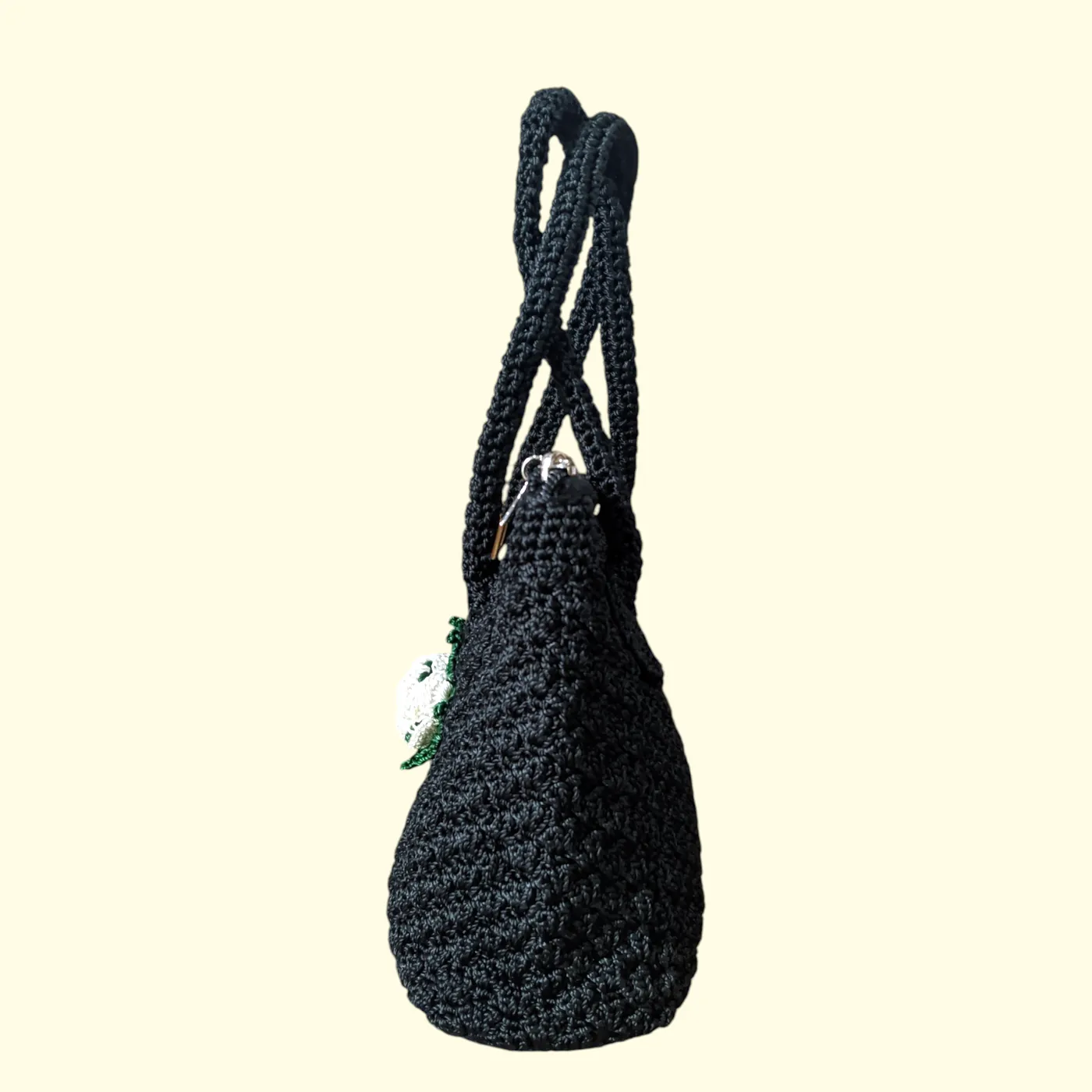 Tas Jinjing rajut hitam bunga — tampilan 2