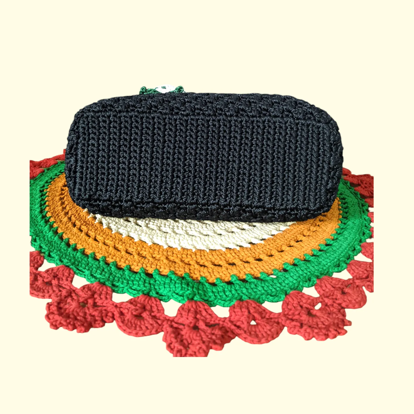 Tas Jinjing rajut hitam bunga — tampilan 3