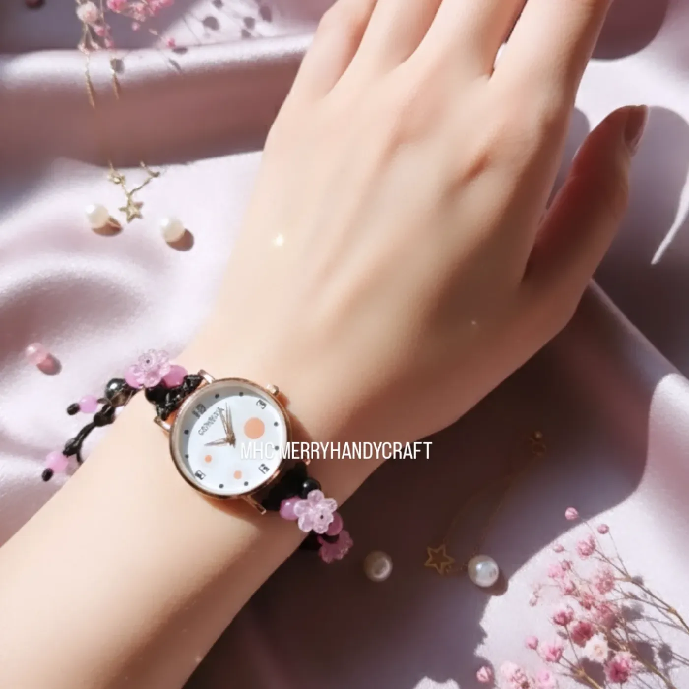 MHC Jam Tangan Rose in Black Pink — tampilan 2