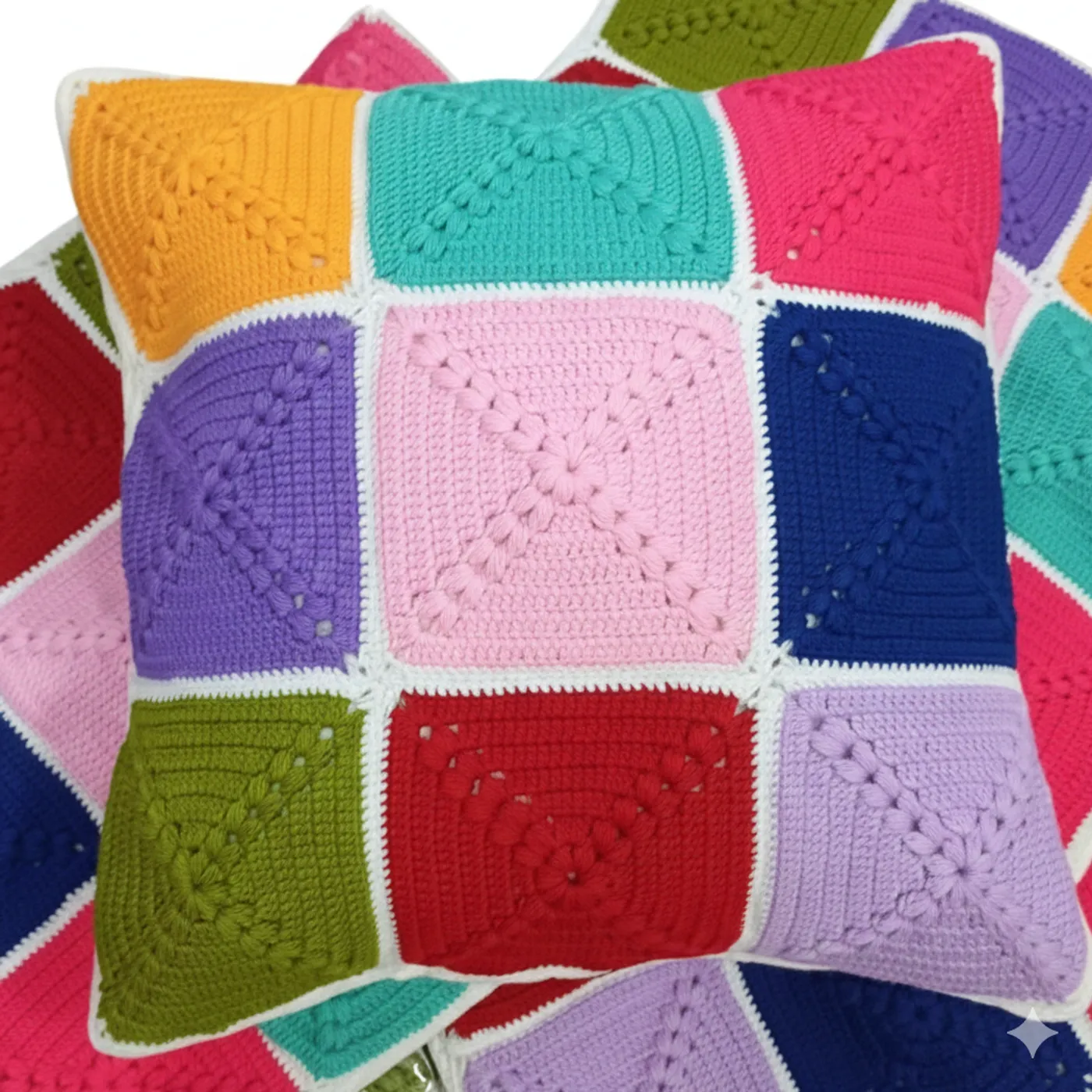 HF 025 Sarung Bantal Sofa Rajut Patchwork Colorful — tampilan 2