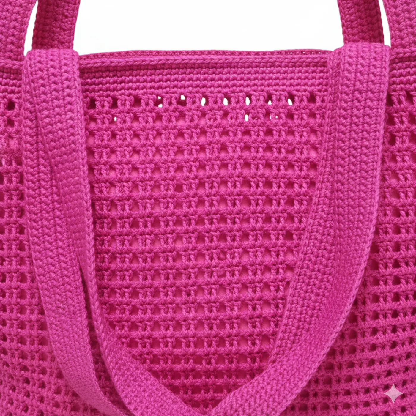 HF 026 Tas Bahu Rajut Wanita / Tote Bag Crochet Premium - Pink Fanta (Fuchsia) — tampilan 2