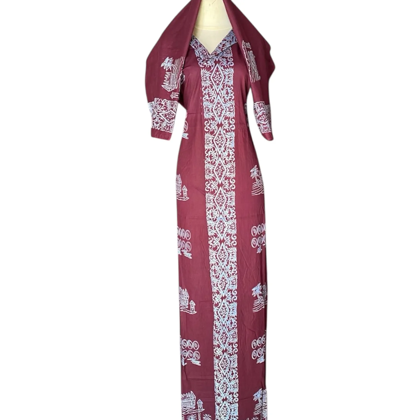 Kain batik katun cap talempong dan rumah gadang — tampilan 2