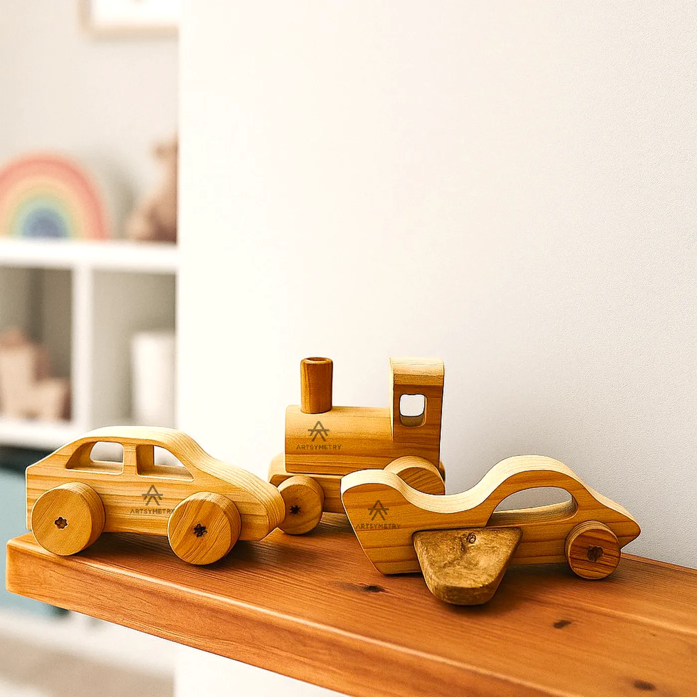 Wooden Kids Decor - Transportation Set - Dekor Mainan Kayu Aesthetic — tampilan 3
