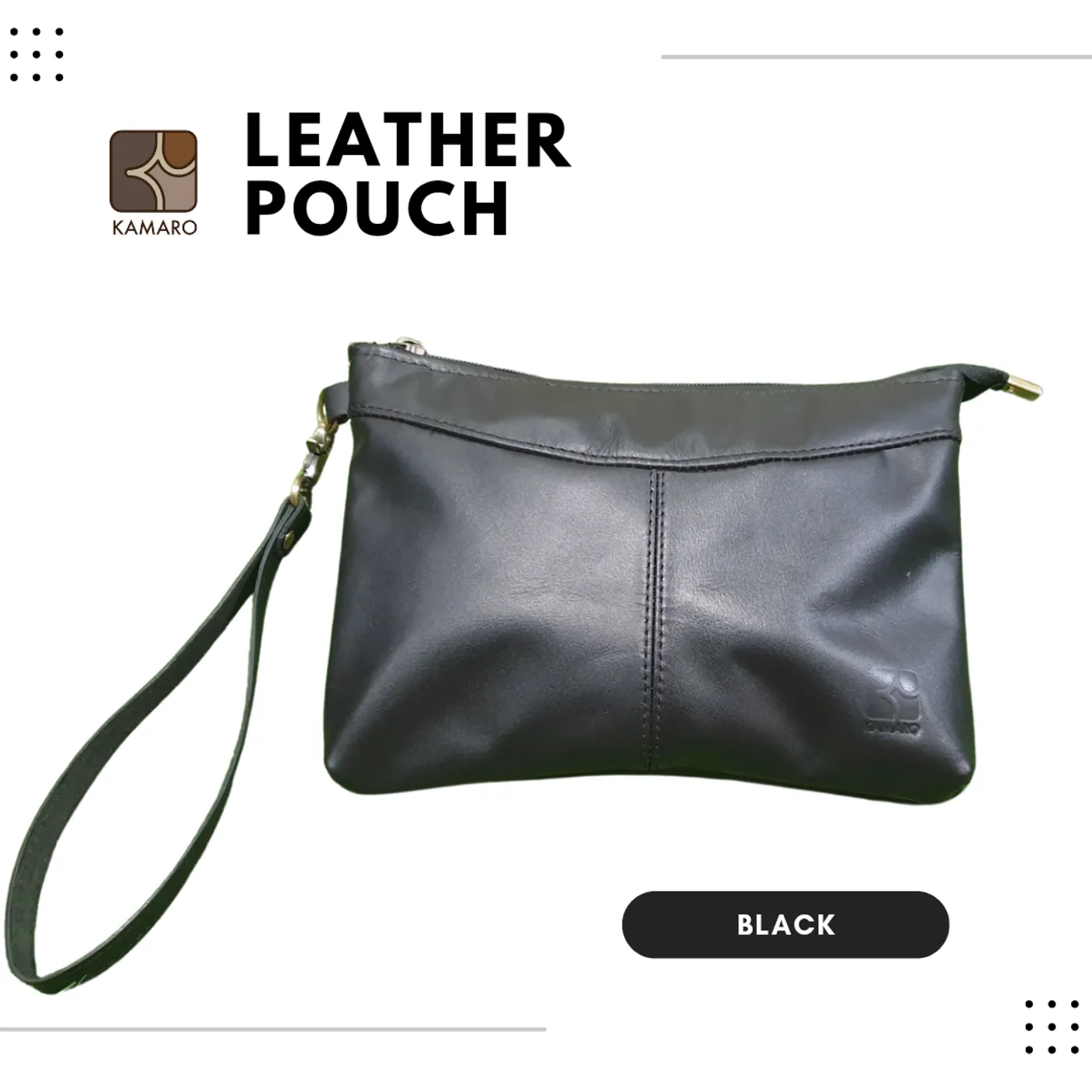 Leather Pouch KAMARO Black — tampilan 4