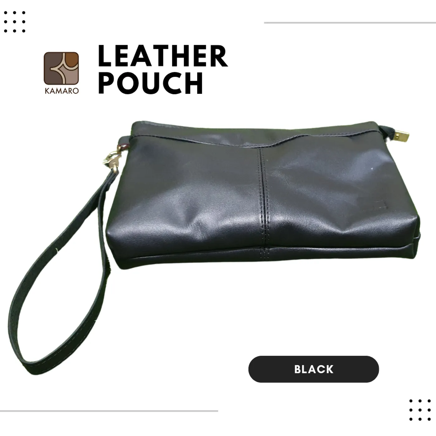 Leather Pouch KAMARO Black — tampilan 2