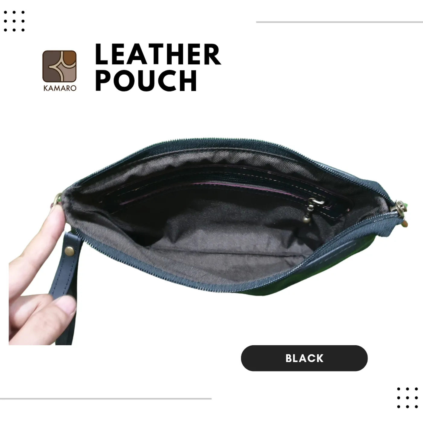 Leather Pouch KAMARO Black — tampilan 3