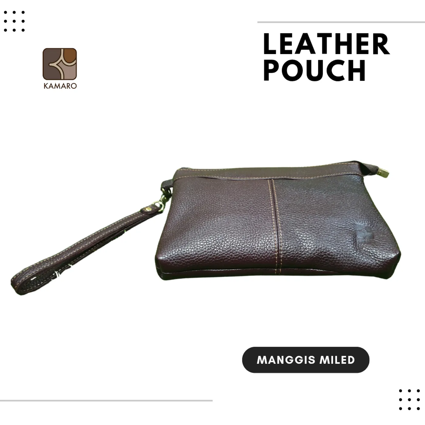Leather Pouch KAMARO Manggis Miled — tampilan 2